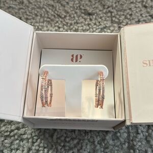 Bomb party simply hoops rose gold plating  aquamarine ice crystal